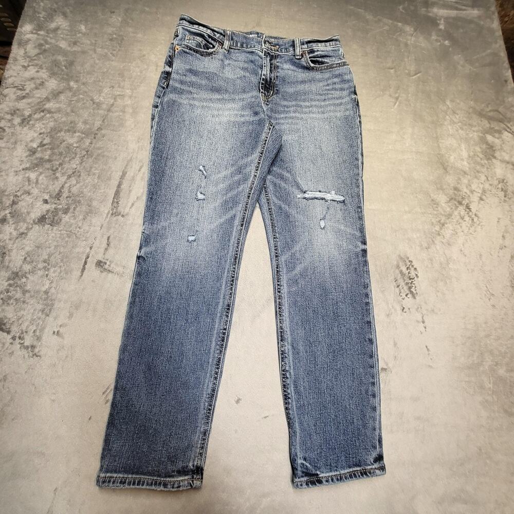 Old Navy Jeans Womens 4 Blue Boyfriend Low Rise Relaxed Distressed 28 Inseam